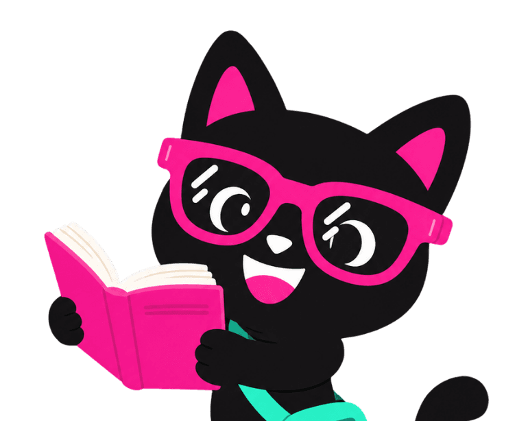 Black cat character waving